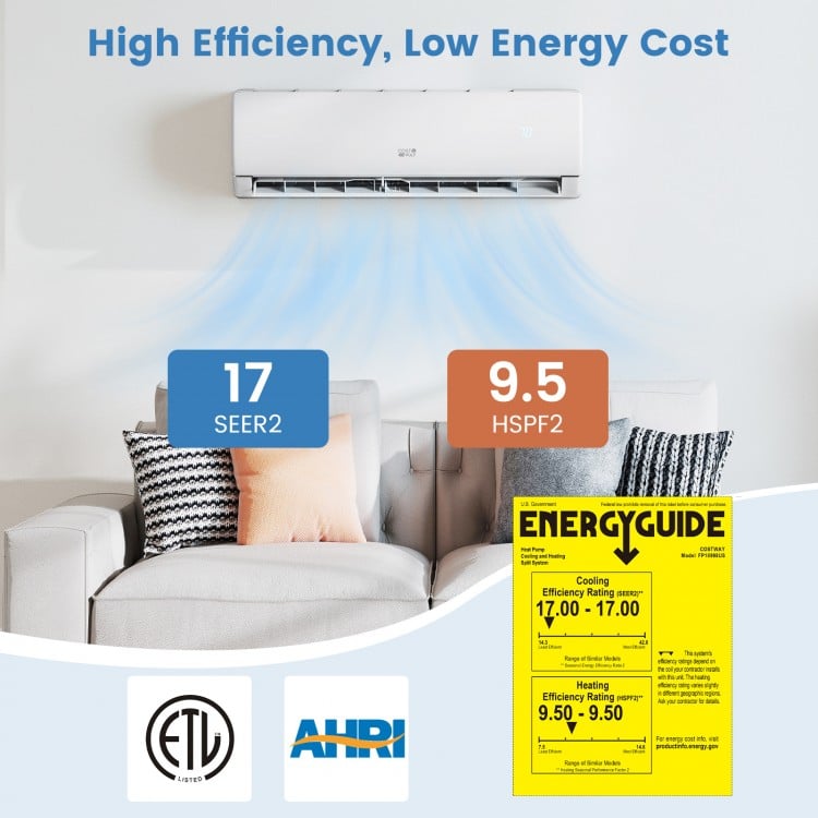 Energy-Efficient 23000 BTU Inverter Mini Split AC/Heater | 1500 sq ft Cooling & Heating, R32 Refrigerant