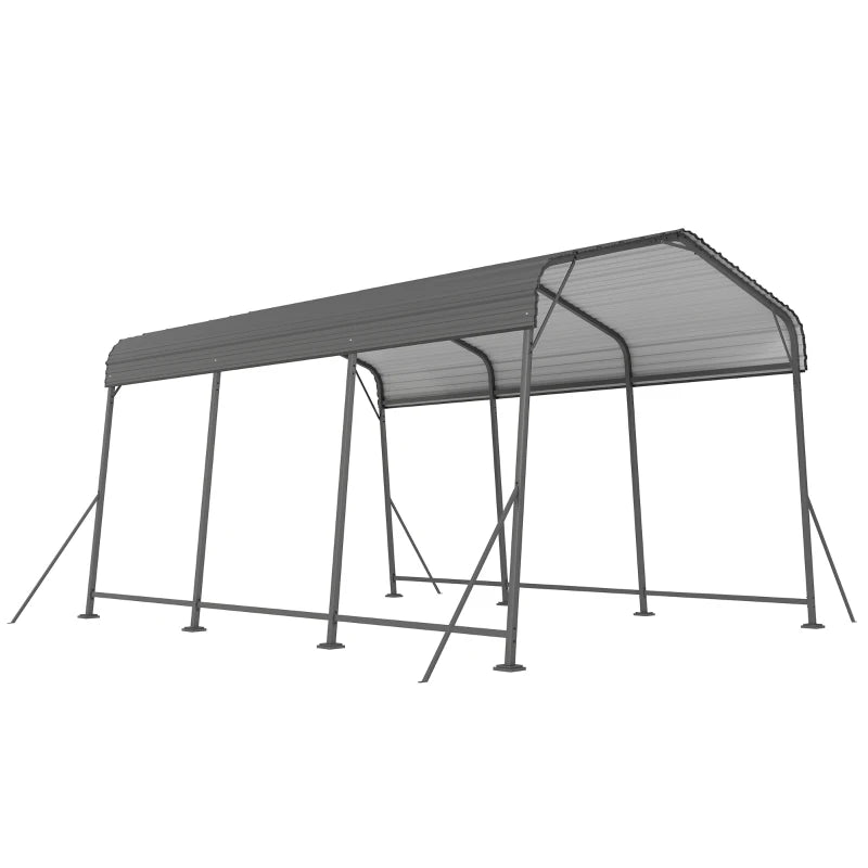 11 x 15FT Metal Carport, Heavy-Duty Carport Canopy with Reinforced Frame & Galvanized Steel Roof, Dark Grey
