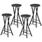 Set of 4 Foldable Barstools, Counter Height Bar Stools with Footrest and Steel Legs for Kitchen Island, Black