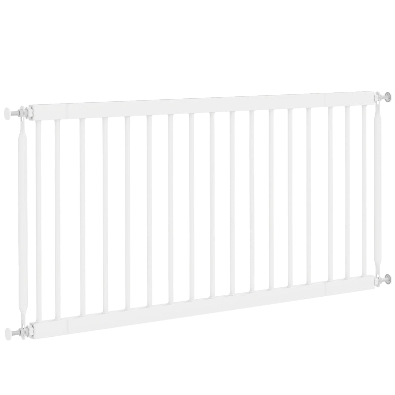 26"-37" Dog Gate, Adjustable Pet Gate, Fits 18" Tall with 2 Extension, Pressure Mount Kit for Stairs and Doorways, White