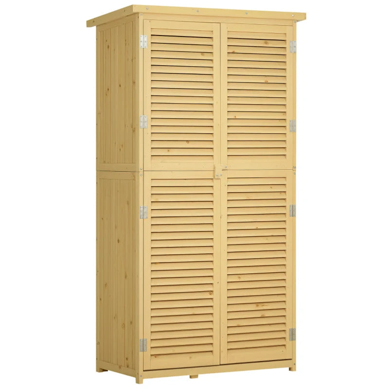 3' x 5' Wooden Garden Storage Shed, Sheds & Outdoor Storage with Asphalt Roof & 2 Large Wood Doors with Lock, Natural