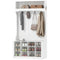 4-In-1 Hall Tree with Bench and Shoe Storage, Farmhouse Coat Rack Shoe Bench with 12 Shoe Cubbies, 6 Hooks, White