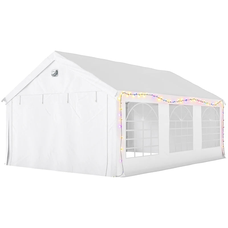 20' x 13' Party Tent, Heavy Duty Gazebo Canopy with Windows, Outdoor Party Wedding Tent with 4 Removable Sidewalls White