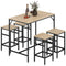 5 Pieces Industrial Rectangular Bar Table Set, Dining Table Set Breakfast Table with 4 Stools for Dining Room, Kitchen, Dinette, Oak