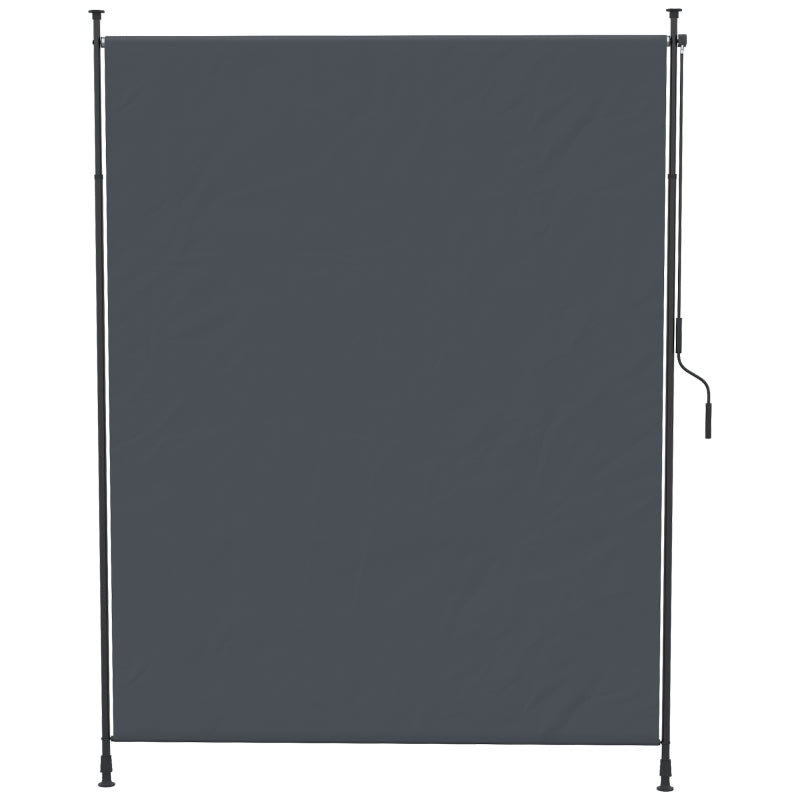 7' x 10' Retractable Patio Awning, Manual Outdoor Privacy Screen with UPF40+ & Water-Resistant Fabric, Grey
