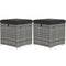 2 Pieces Wicker Outdoor Ottoman with Storage, Cushion, Square Outdoor Footstool, Seating, Side Table, Dark Grey