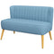 2 Seat Sofa, Upholstered Loveseat Sofa with Rubber Wood Legs, Blue