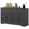 Sideboard Buffet Cabinet with Storage, Modern Coffee Bar Cabinet with 3 Drawers and Adjustable Shelves, Distressed Black