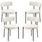 4 Pieces Kitchen Chairs, Modern Dining Chairs w/ Corduroy Upholstery and Steel Legs for Living Room, Beige