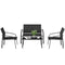 4 Piece Patio Furniture Set, Outdoor Conversation Set with Deep Seat, Loveseats, Armchairs, Glass-Top Table, Black