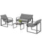 4 Piece Outdoor Furniture Set, Patio Conversation Set with Tempered Glass Table, Loveseat, Chairs, Cushions, Light Grey