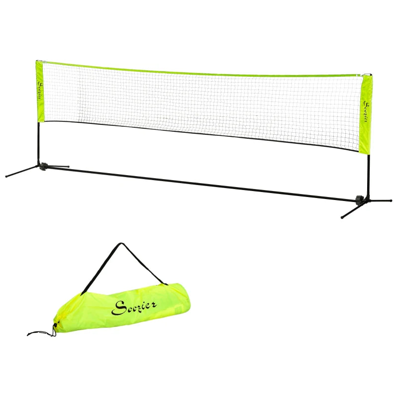 Soozier 14ft Badminton Net, Height Adjustable Outdoor Sports Net with Carry Bag, for Tennis, Pickleball and Volleyball, Yellow