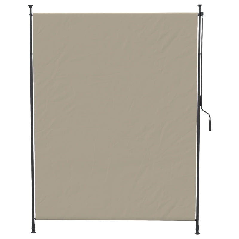 7' x 10' Retractable Patio Awning, Manual Outdoor Privacy Screen with UPF40+ & Water-Resistant Fabric, Beige
