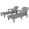 Set of 2 Tanning Chair, 5 Positions Adjustable Outdoor Lounge Chairs with Foldable Side Table, Dark Grey