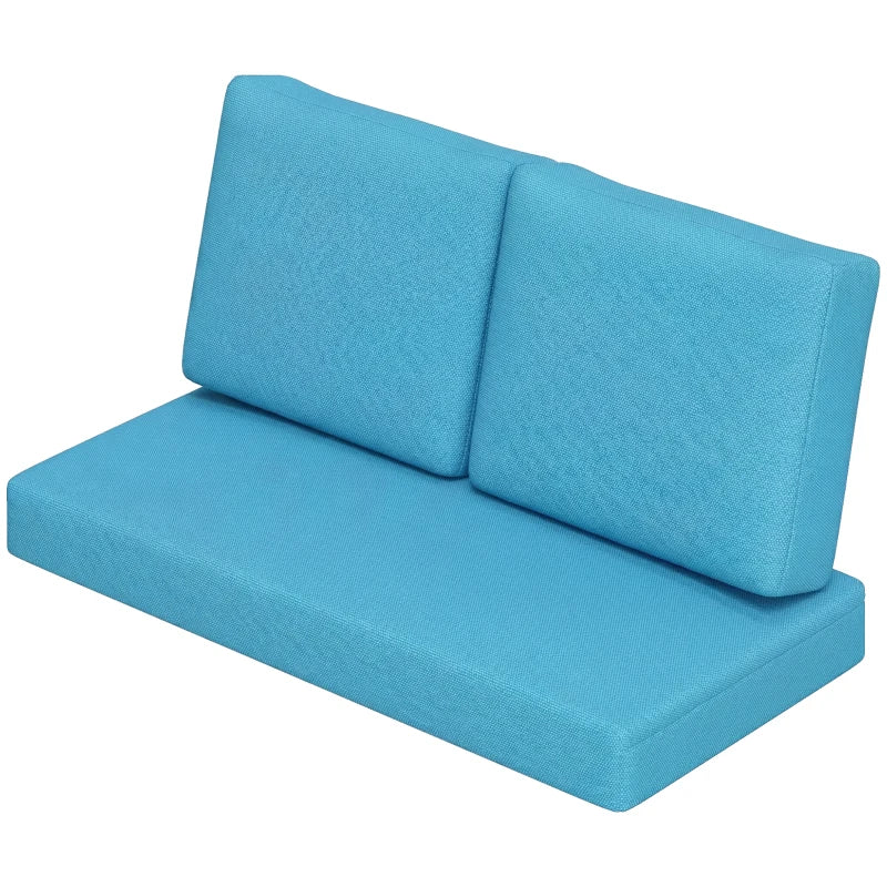 2 Seater 5" Thick Outdoor Seat Cushions with 7" Backrest, Loveseat Outdoor Furniture Cushions, Turquoise