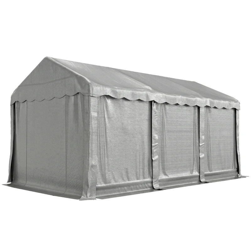 20' x 10' Portable Shed, Outdoor Storage Shed Tent with Roll-up Zipper Door and Removable Sidewalls, Light Grey