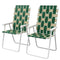 Set of 2 Folding Patio Chairs, Portable Chair Set with Armrests for Camping, Garden, Pool, Beach, Backyard, Green