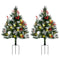 2 Foot/23 inch 2 Pack Prelit Artificial Christmas Tree Cordless with 70 Branches, Warm White LED lights, Red Berries, Pine Cones, Balls, for Outdoor Entryway, Green