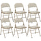 Set of 6 Metal Foldable Chairs, Linen Fabric Padded Folding Chairs with Cushion Seat and Open Back for Indoor, Beige