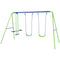 3 in 1 Metal Swing Set with Double Swings, Glider for Backyard, Outdoor, Playgroundt, Green