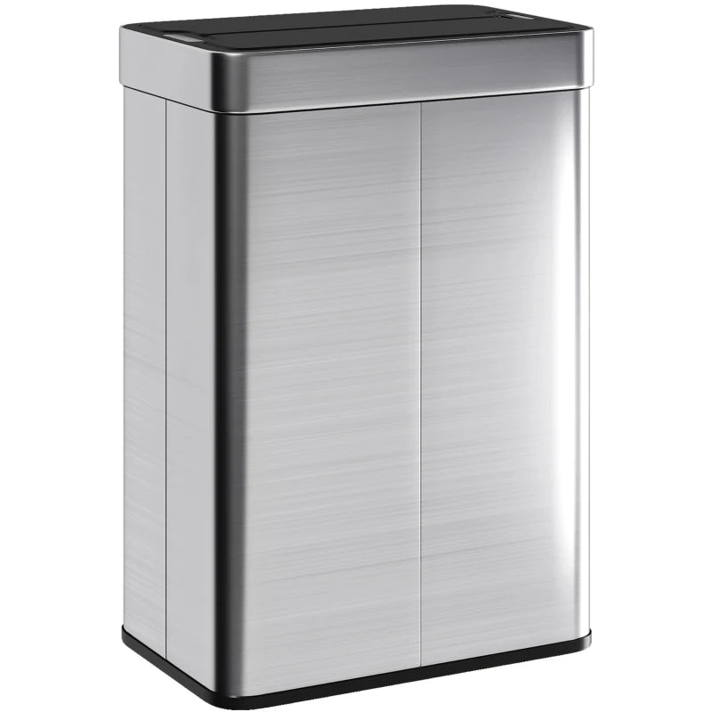 14.5 Gallon Sensor Can, Automatic Garbage Can with Soft-Close Butterfly Lid, Fingerprint-Proof Stainless Steel, Silver