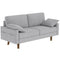 3 Seater Sofa, Velvet Upholstered Couch with Spring Cushions, Rubber Wood Legs and 2 Pillows, Grey
