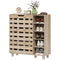 Shoe Cabinet, 21 Pair Shoe Storage Cabinet Organizer with 5-tier Double Door Cabinet and 5-tier Open Shelves, Beige