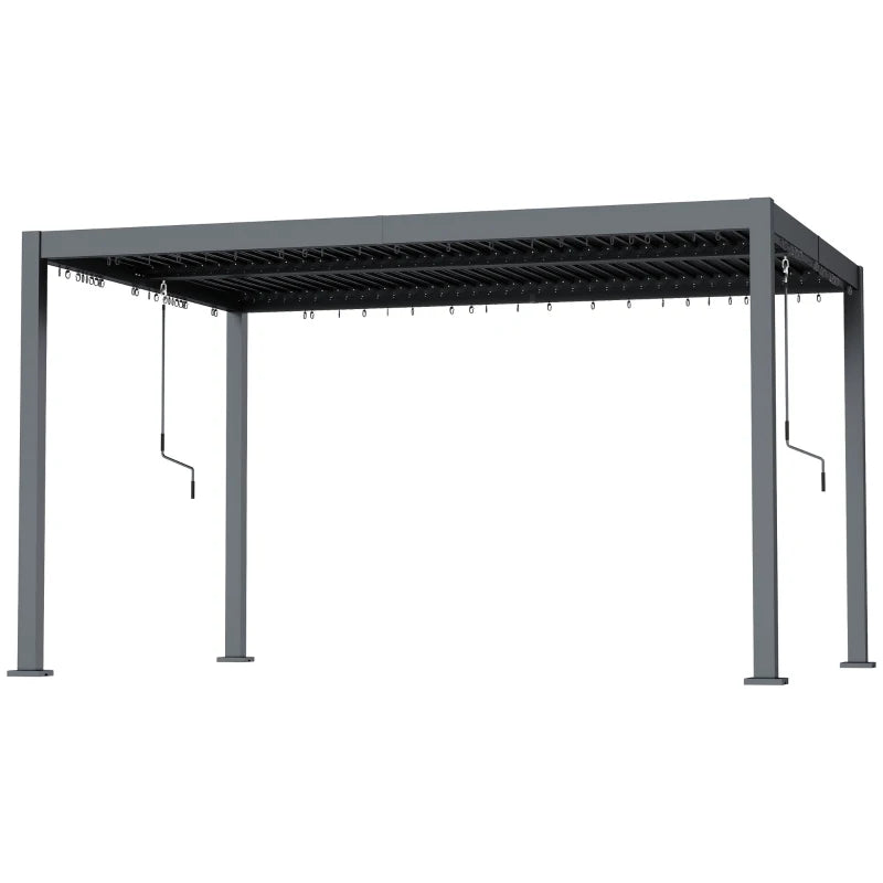 10' x 13' Louvered Pergola with Adjustable Metal Roof and Aluminum Frame, Outdoor Hardtop Gazebo with Drainage System
