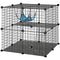 2 Tier Cat Cage Crate, DIY Pet Playpen with 2 Doors, Ladder, Hammock, Perch, Indoor Playpen for Kittens, Black