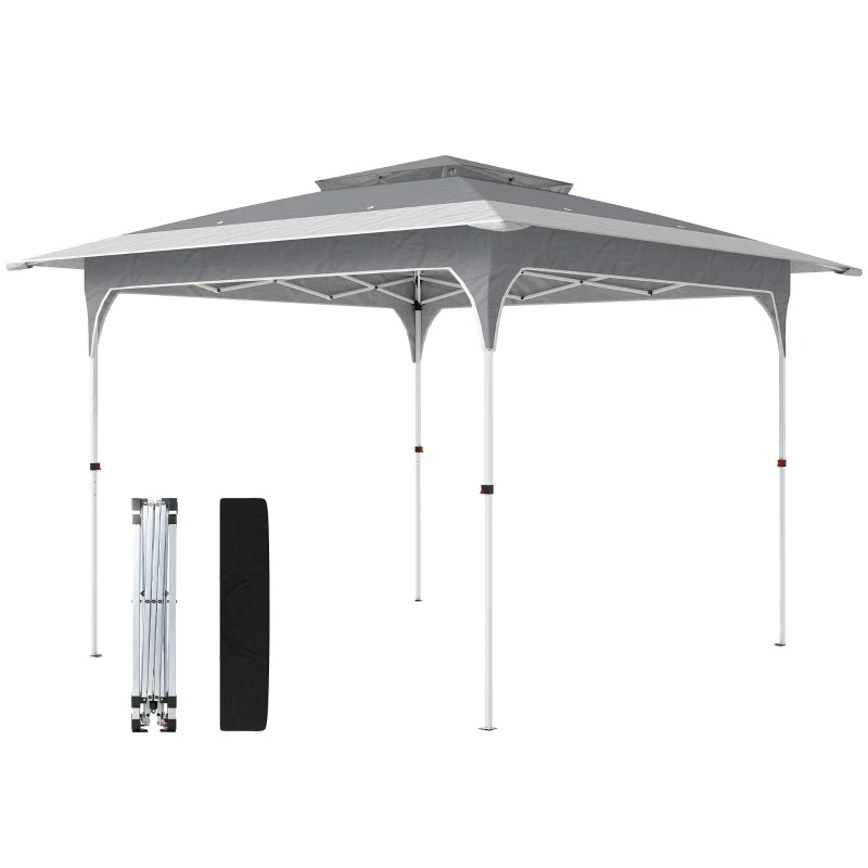 11.5 x 11.5 ft Pop Up Canopy Tent with 1-Button Push Easy Setup, UPF 50+ 2-Tier Instant Canopy with Carry Bag, Dark Grey