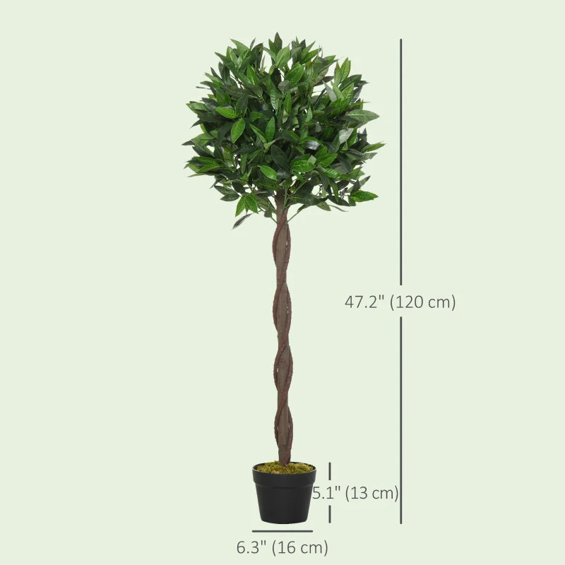 4FT Artificial Laurel Tree Set of 2, Lifelike Fake Plant with 564 Leaves, Potted Fake Plant for Home Office Decor, Green