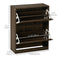 Shoe Storage Cabinet Organizer for 12 Pairs of Shoes with 2 Flip Drawers and Adjustable Shelves, Walnut