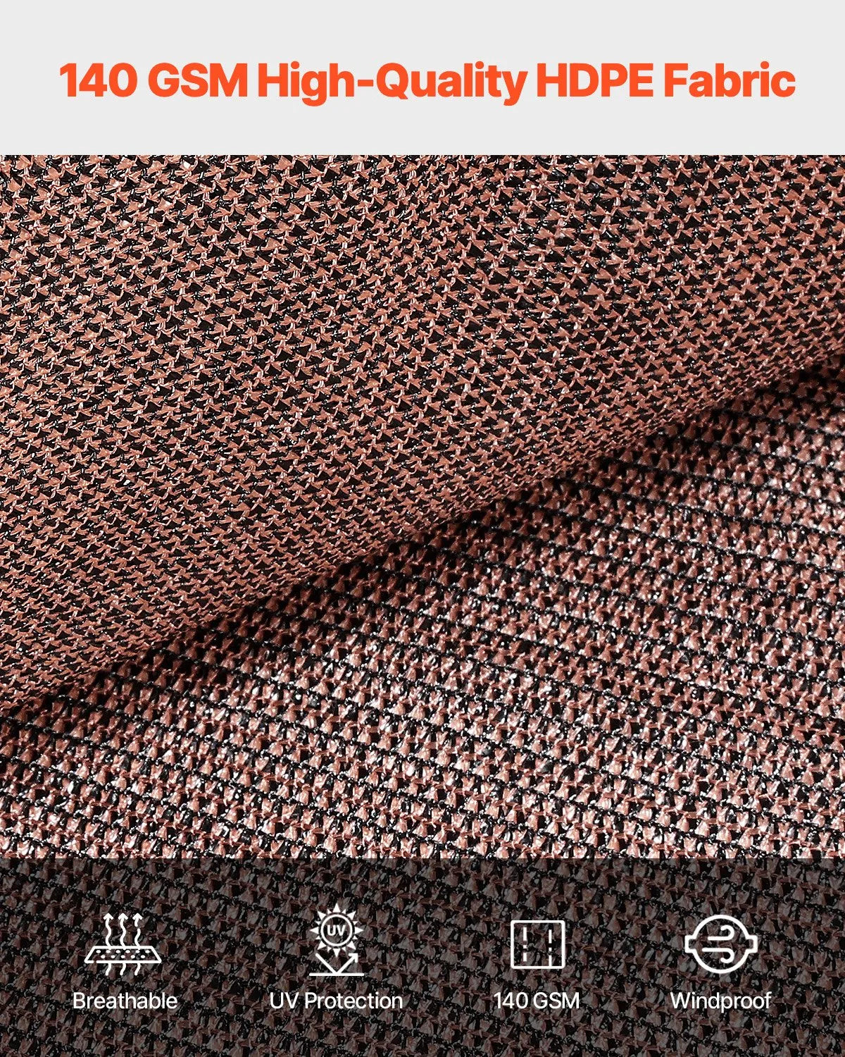 VEVOR 90% Sun Shade Cloth Privacy Screen 10 x 12 ft for Patio Garden (Brown)