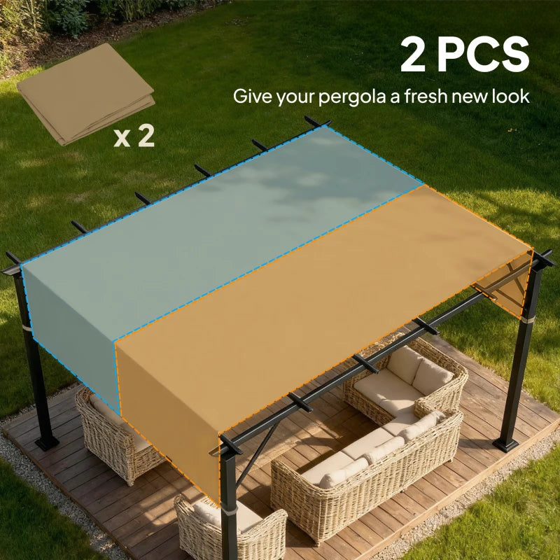 2 Pcs UV Protection Pergola Replacement Canopy, Pergola Shade Cover, Easy to Install, for 10' x 10' Pergola, Sand