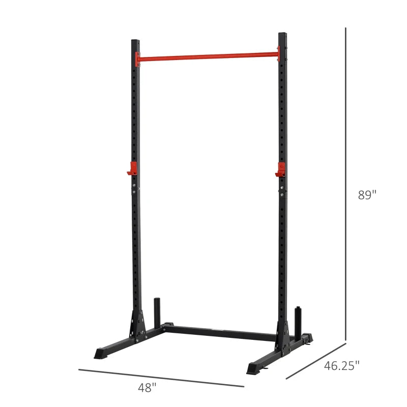 Soozier Adjustable Barbell Power Rack Squat Stand Strength Training Fitness Pull Up Weight Cage Home Gym Black