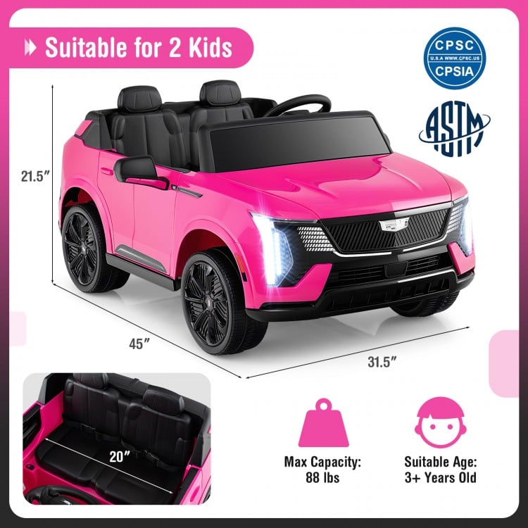 24V Ride on Truck 2-Seater Licensed Cadillac with Remote Control-Pink