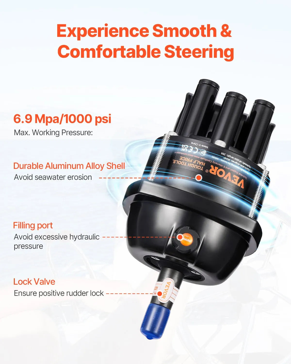 VEVOR 90HP Hydraulic Outboard Steering Kit Marine Boat Hydraulic Steering System