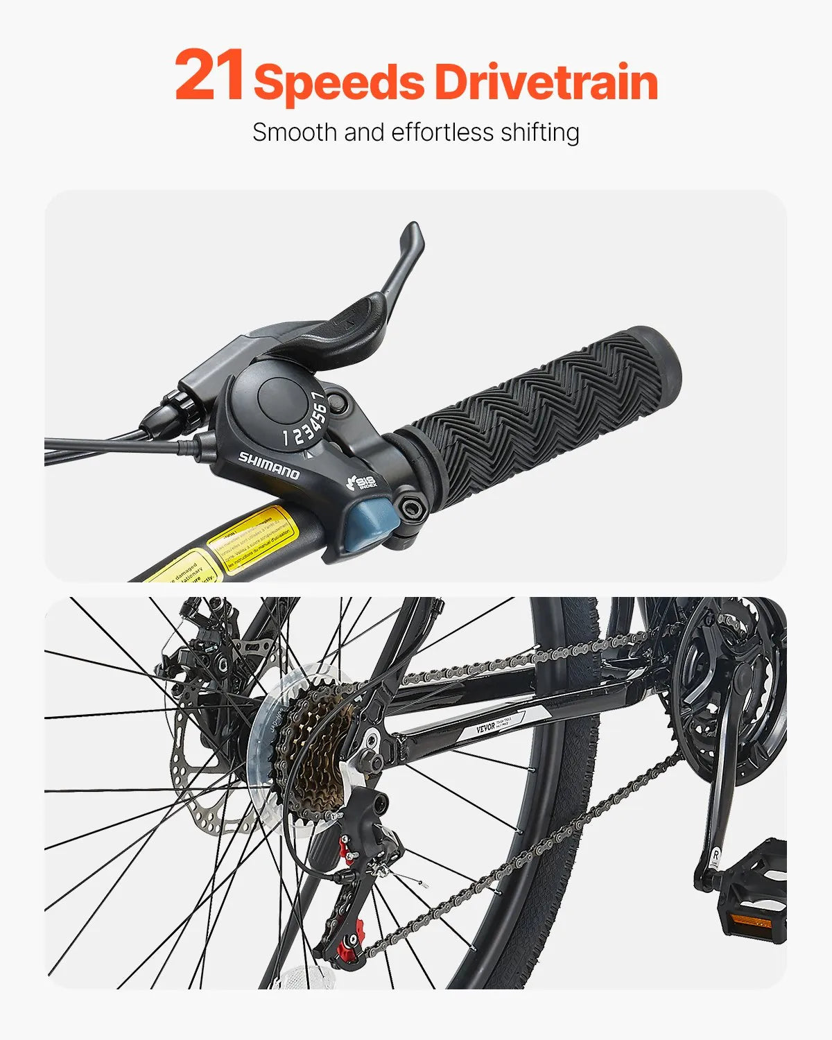 VEVOR 29" Mountain Bike MTB Bicycle Shimano 21 Speed Front Suspension Disc Brake