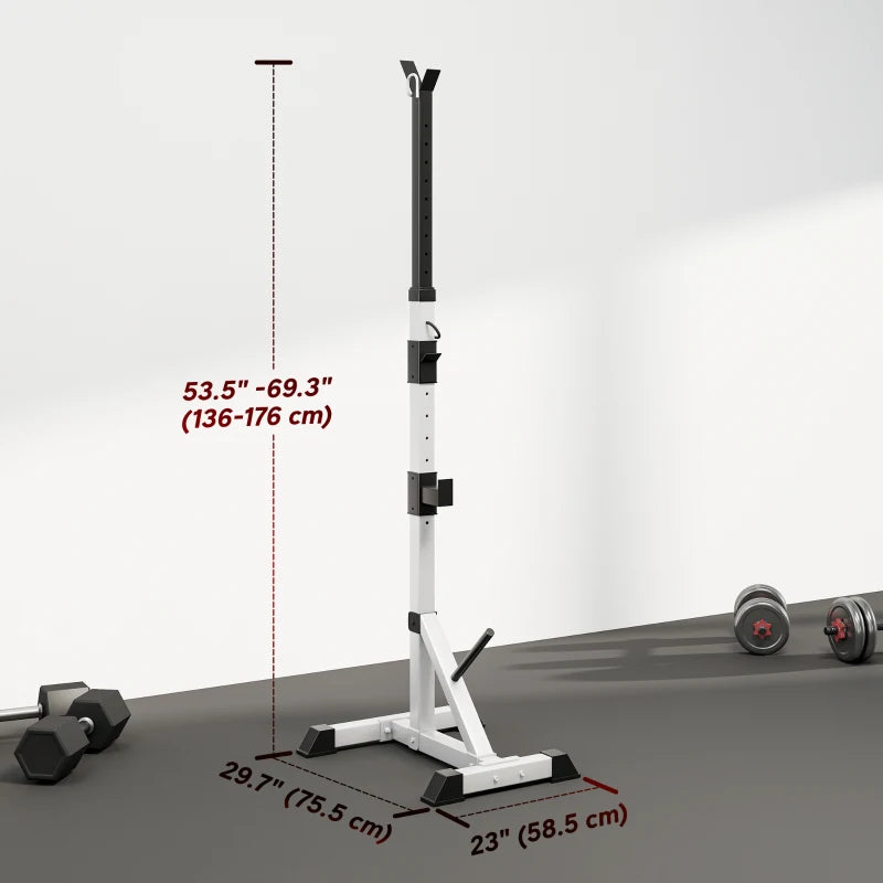 Soozier 2-Piece Barbell Rack, 53.5"-69.3" Height Adjustable Squat Rack Bench Press Rack, 440LBS Capacity