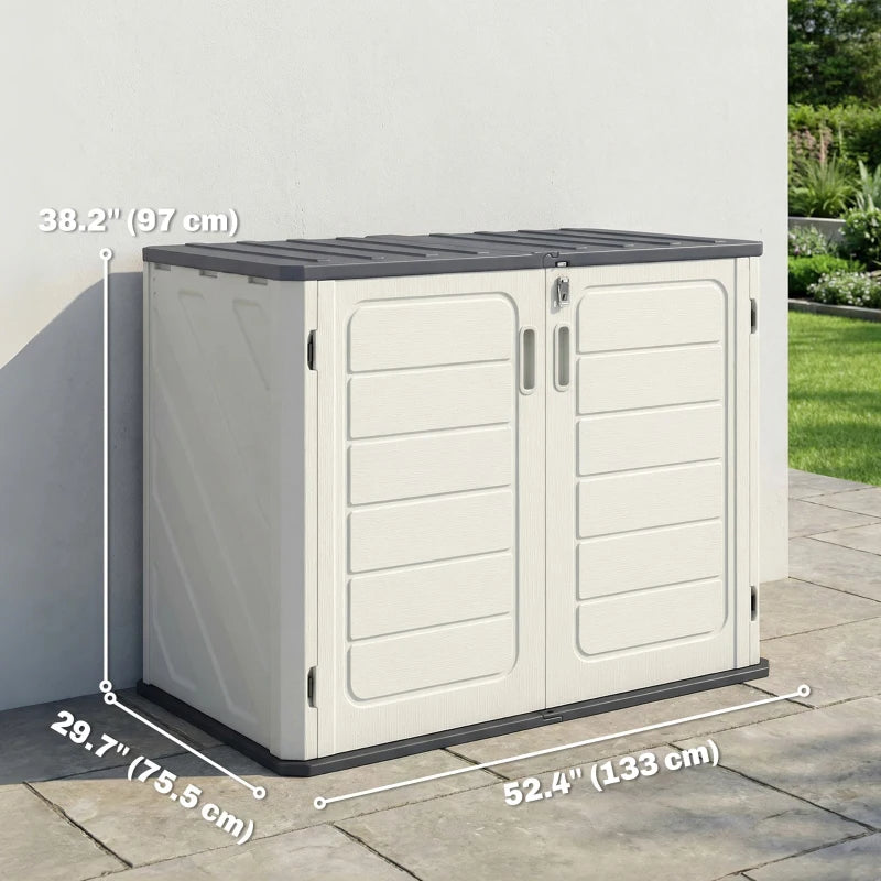 35 Cu.Ft Outdoor Storage Cabinet, Waterproof HDPE Outdoor Storage Shed with Lockable Doors and Openable Top