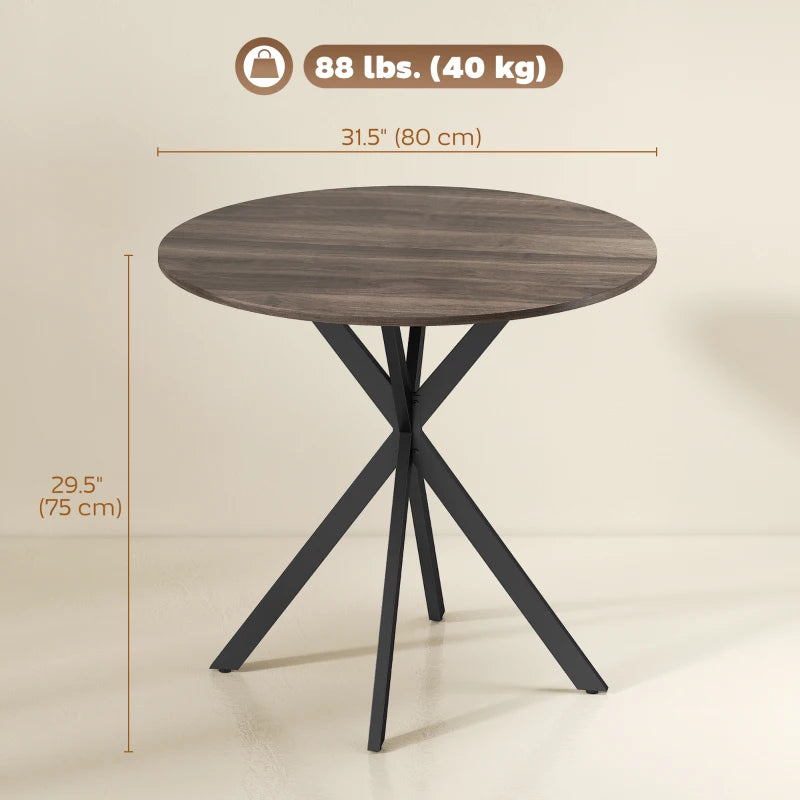 31.5" Industrial Round Dining Table - Distressed Dark Brown