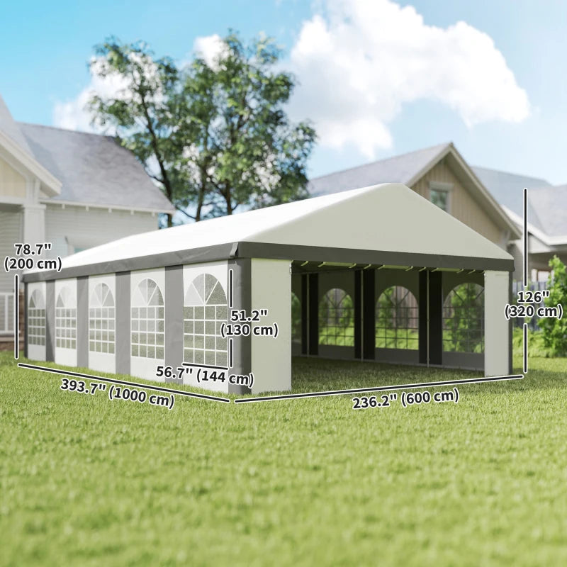 20'x33' Heavy Duty Large Party Tent Event Tent with Removable Sidewalls, for Weddings, Parties, Carports, Grey