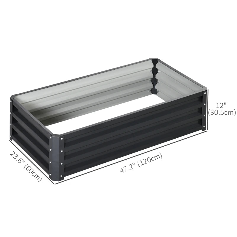 4' x 2' x 1' Raised Garden Bed, Set of 2 Galvanized Planter Box for Vegetables, Flowers, Herbs, Grey