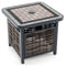 21.5 Inches Outdoor PE Rattan Side Table Square End Table with Umbrella Hole