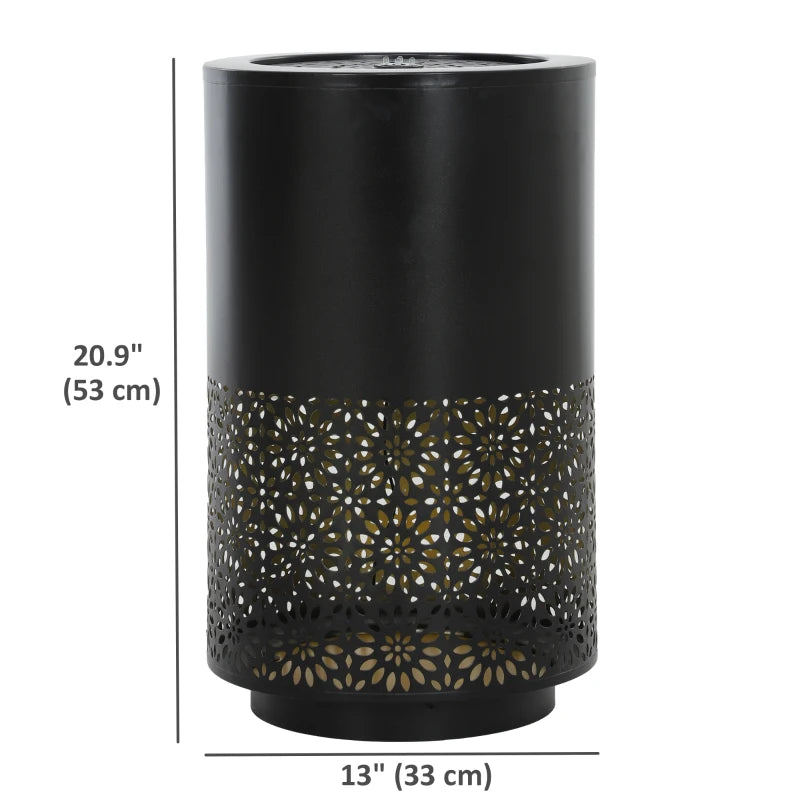 21" Tall Garden Waterfall Fountain with LED Lights, Outdoor Water Fountain Water Feature with Adjustable Flow, Black