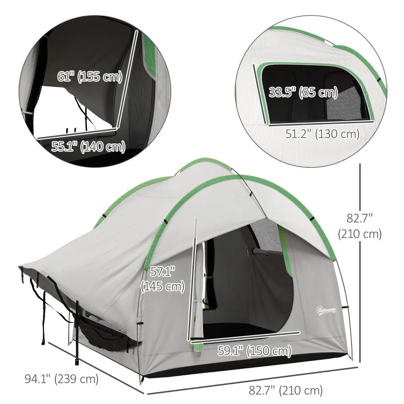 2000mm Waterproof SUV Tent, Car Tent with 3 Doors and Mesh Window, for 5-6 Person Camping Travel, Grey and Green