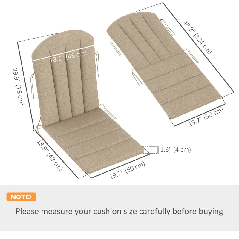Set of 4 Patio Chair Cushions, High Back Adirondack Chair Cushion with Ties, High-Density Foam, Beige