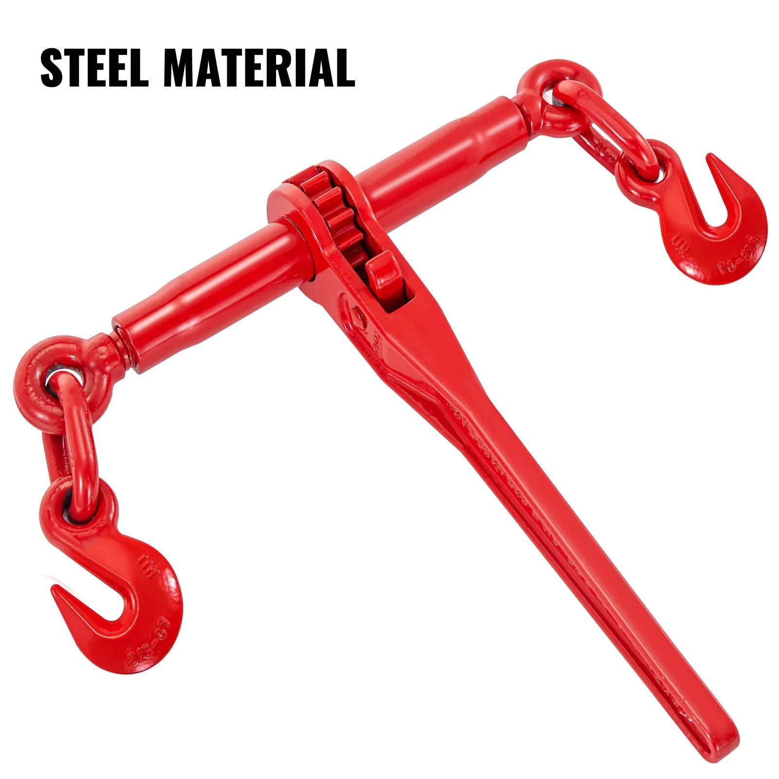 VEVOR 9215LBS 3/8\" – 1/2\" Ratchet Binders 9,215 LBS Secure Working Load, G70 Hooks and Adjustable Length, for Grade 70-80 Chains, Tie Down, Hauling, Towing, 4-Pack, Red