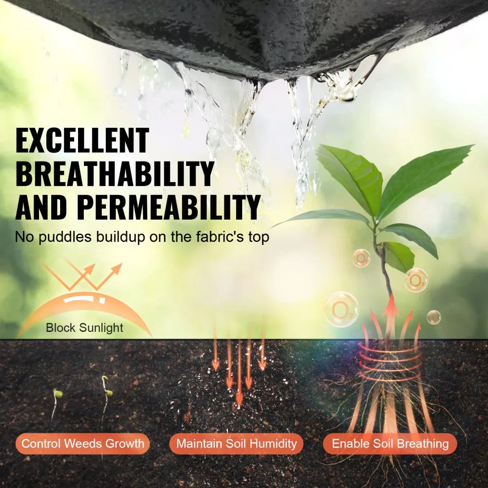 VEVOR Non-Woven Geotextile Fabric 6x100FT 8OZGround Cover Weed Control Fabric