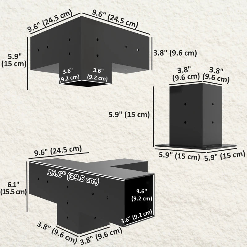 12PCS Pergola Kit, Pergola Brackets with 3-Way & 4-Way Corner Brackets for 4"x4" (Actual 3.6"x3.6") Lumber
